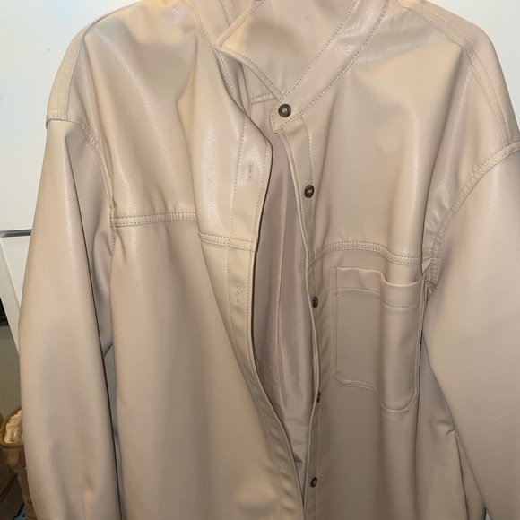 Beige Leather Shacket - Picture 2 of 3